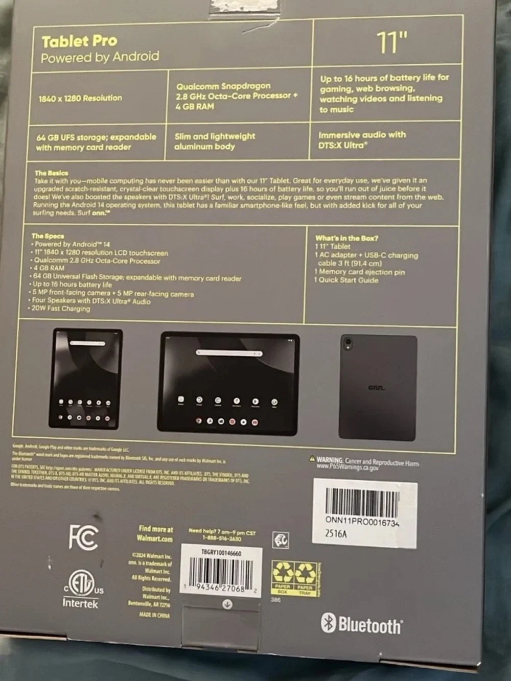 Onn 11 inch Tablet 2024 model gray